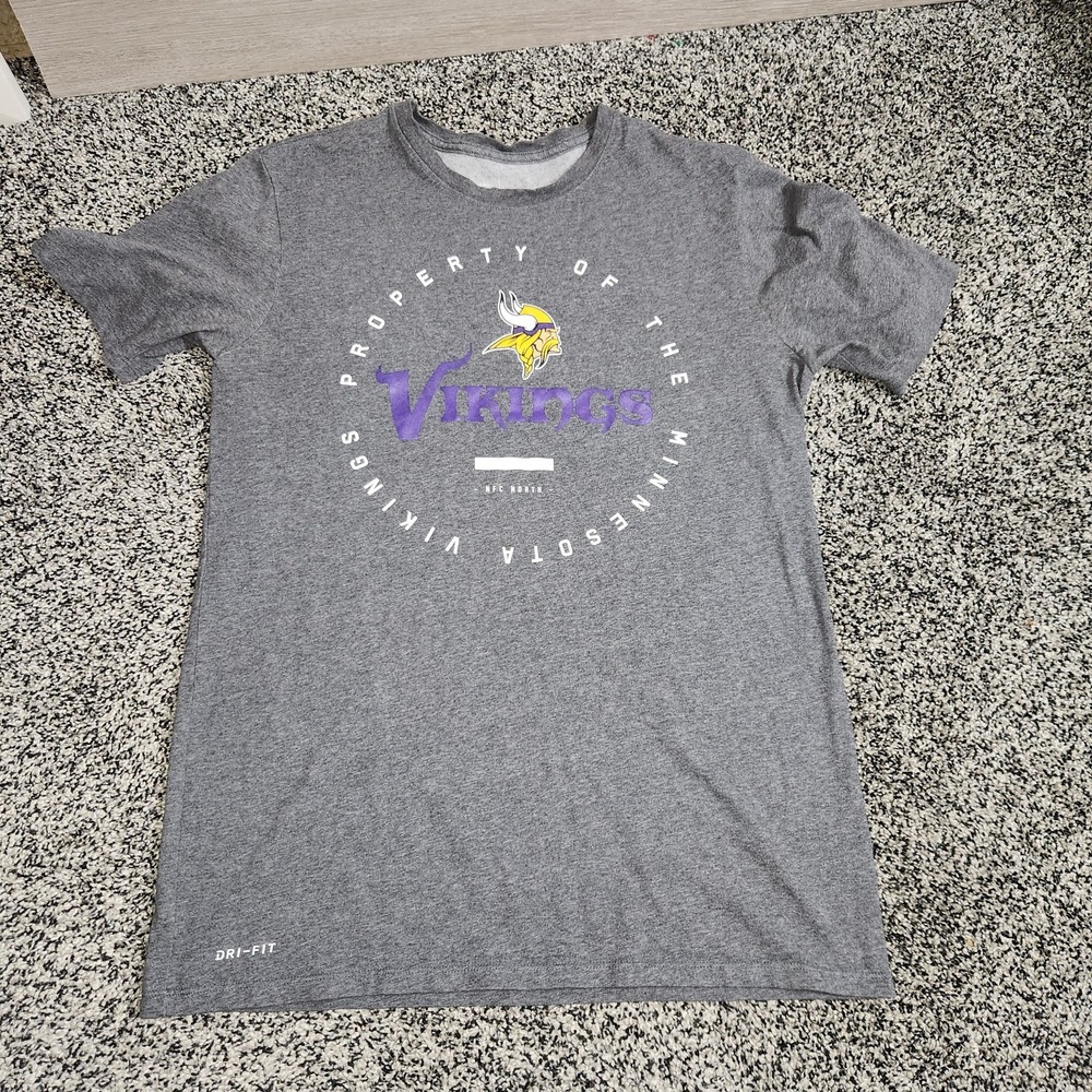 Nike Dri-Fit Tee Property Of The Minnesota Vikings Football Gray T Shirt Women M